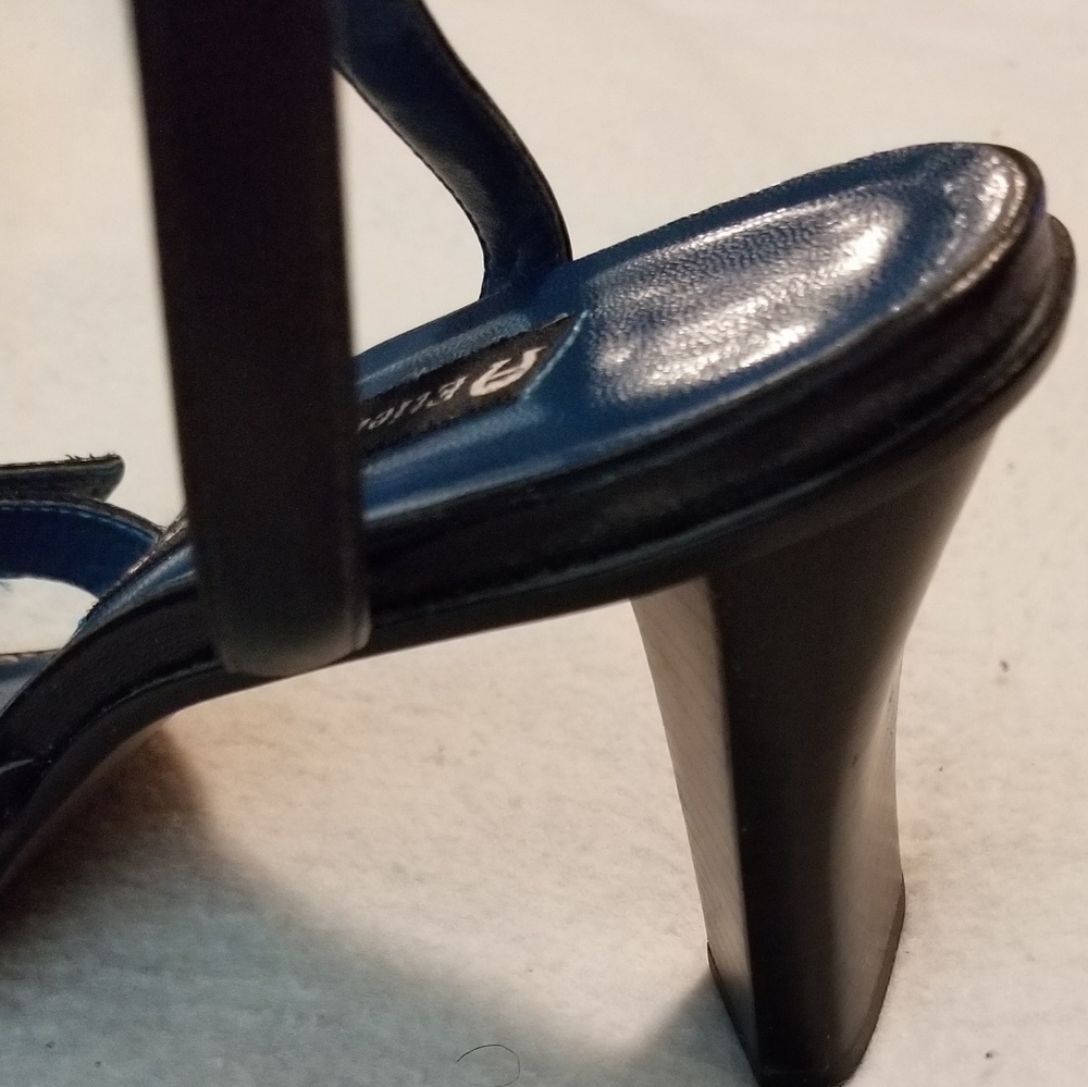 Etienne Aigner Black Strappy Leather Heels - Picture 3 of 4